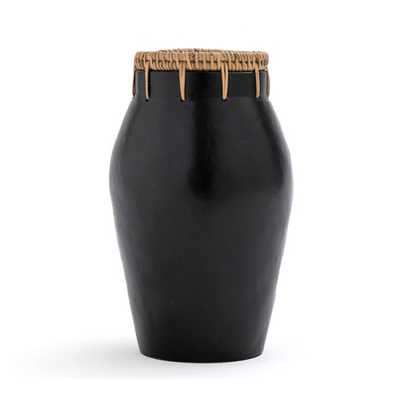 Ваза Ceramic Vase & Rattan D15 Черный Ваза Ceramic Vase & Rattan D15 Черный в Орле | Loft Concept