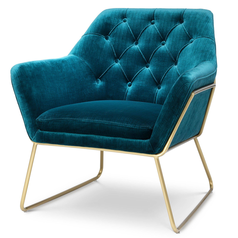 Кресло Eichholtz Chair Court Синий Матовая латунь Кресло Eichholtz Chair Court Синий Матовая латунь в Орле | Loft Concept