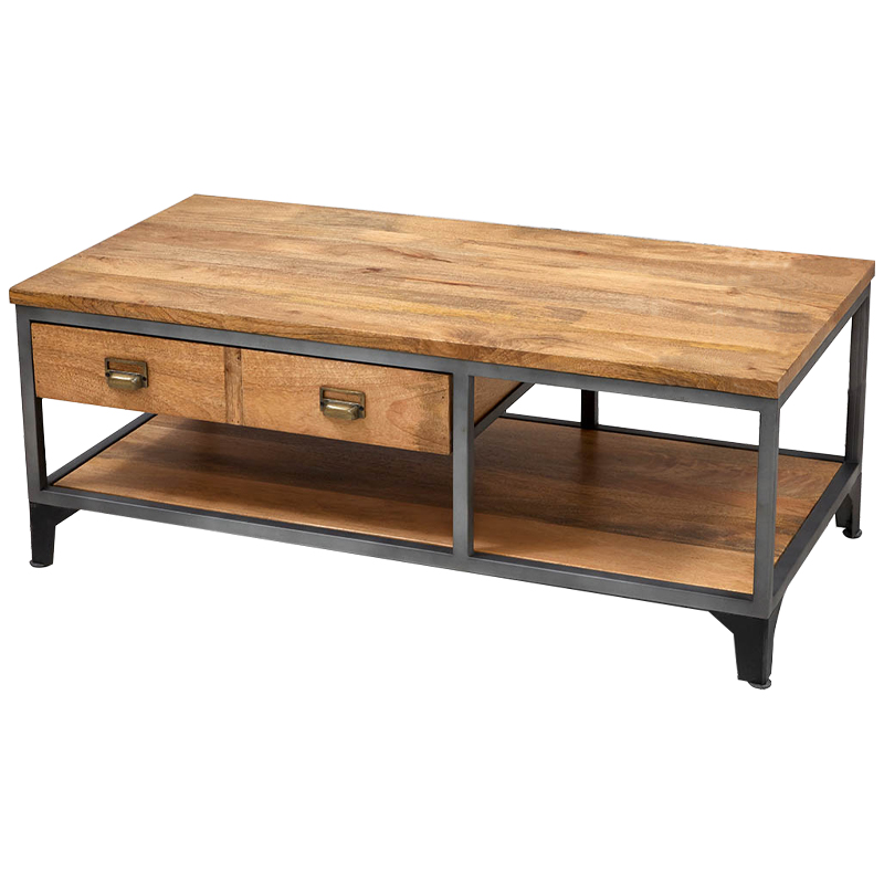 Кофейный стол в стиле лофт Russell Coffee Table Древесина Графит Латунь Кофейный стол в стиле лофт Russell Coffee Table Древесина Графит Латунь в Орле | Loft Concept