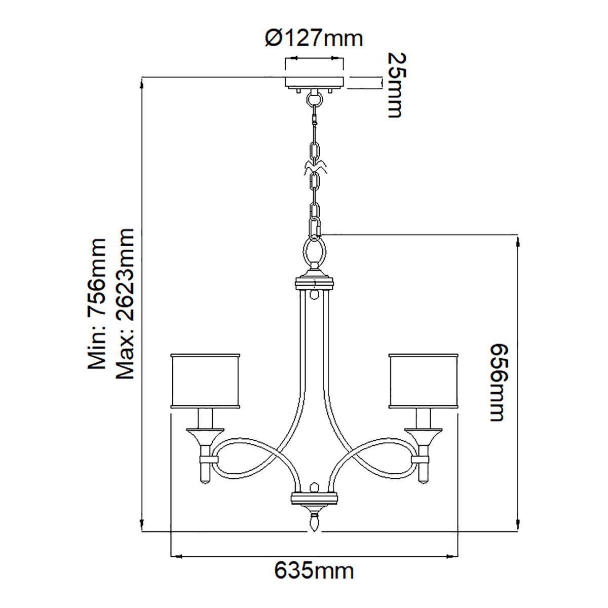 Люстра с белыми тканевыми абажурами в прозрачных стеклянных цилиндрах Kichler в Орле