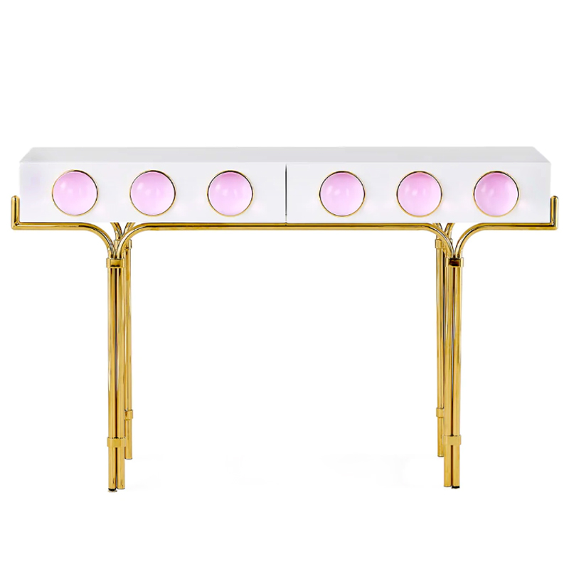 Консоль Globo Console Розовый цвет Белый Розовый Золотой Консоль Globo Console Розовый цвет Белый Розовый Золотой в Орле | Loft Concept