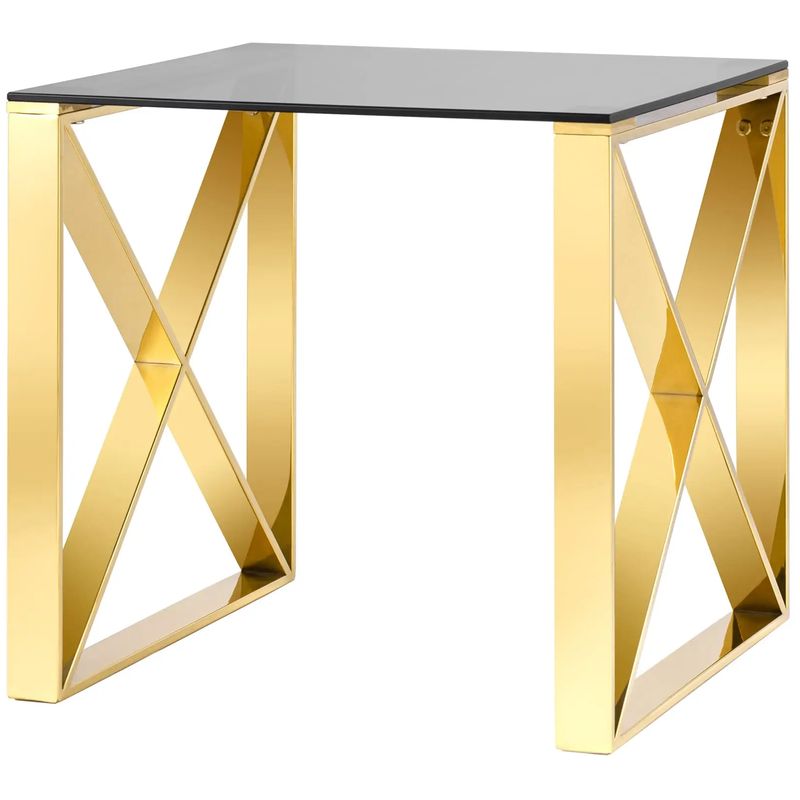 Стол приставной Lannes Collection Gold Золотой Стекло Смок Стол приставной Lannes Collection Gold Золотой Стекло Смок в Орле | Loft Concept