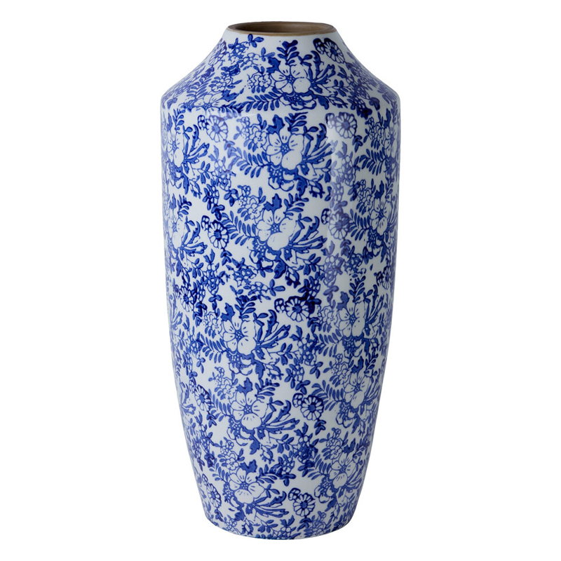 Ваза с синим цветочным узором Blue & White Ornament Белый Синий Ваза с синим цветочным узором Blue & White Ornament Белый Синий в Орле | Loft Concept
