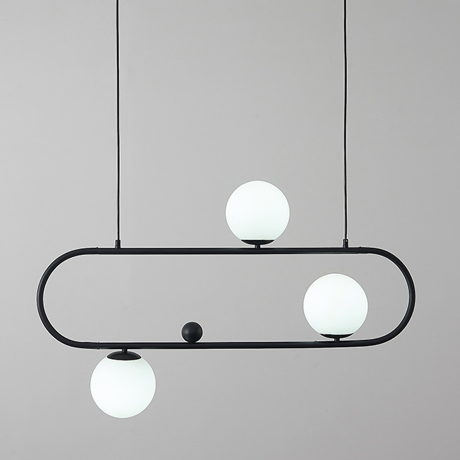 Люстра Horizontal Balls Balance Black 3 Черный Белый Люстра Horizontal Balls Balance Black 3 Черный Белый в Орле | Loft Concept