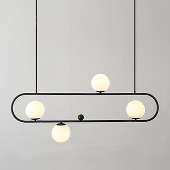 Люстра Horizontal Balls Balance Black 4 Черный Белый в Орле | Loft Concept 