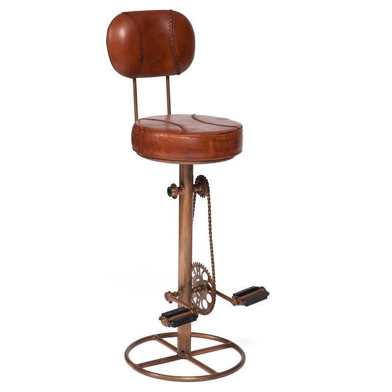 Стул с педалями от велосипеда со спинкой Buffalo Leather Industrial Chair Коричневый Стул с педалями от велосипеда со спинкой Buffalo Leather Industrial Chair Коричневый в Орле | Loft Concept
