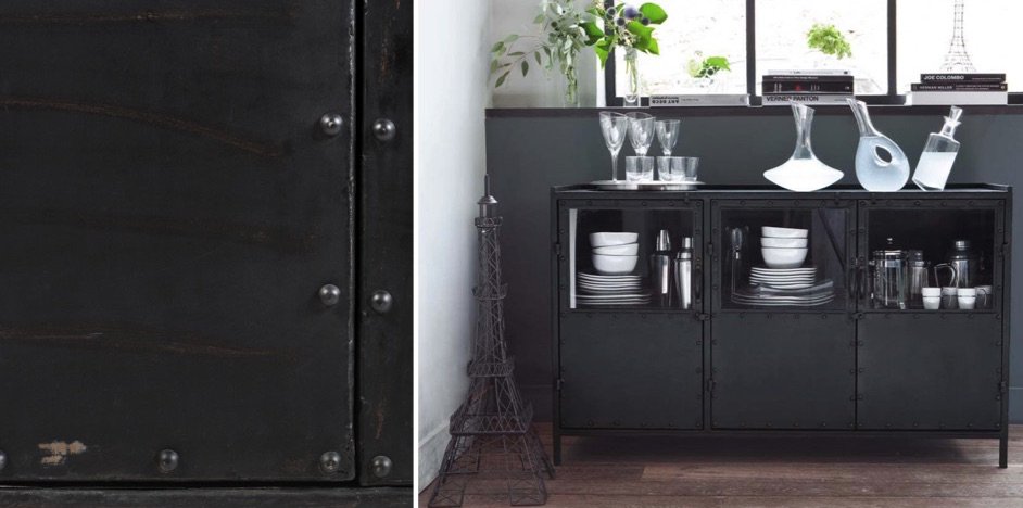 Буфет в стиле Лофт черный Industrial Vitre Big Buffet Буфет в стиле Лофт черный Industrial Vitre Big Buffet - Loft-Concept в Орле