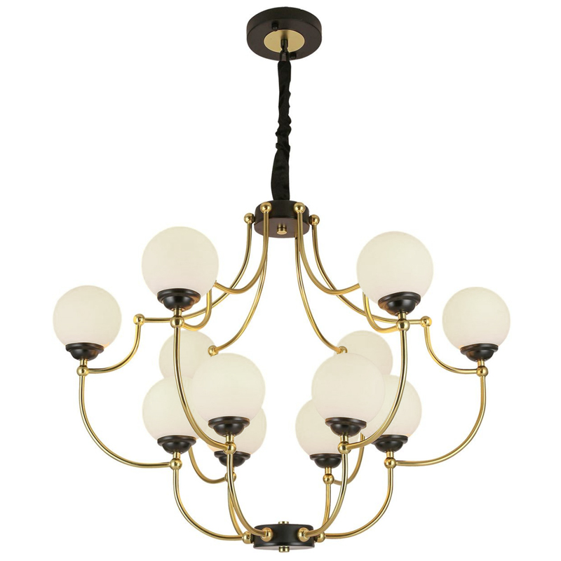 Люстра White  Ball Valley Arredoluce Chandelier 12 Прозрачный белый Латунь Черный в Орле | Loft Concept 