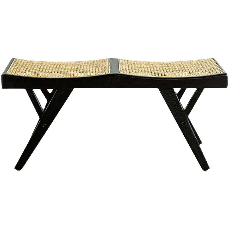 Банкетка Rattan Comfortable Bedend Stool Черный Бежевый Банкетка Rattan Comfortable Bedend Stool Черный Бежевый в Орле | Loft Concept
