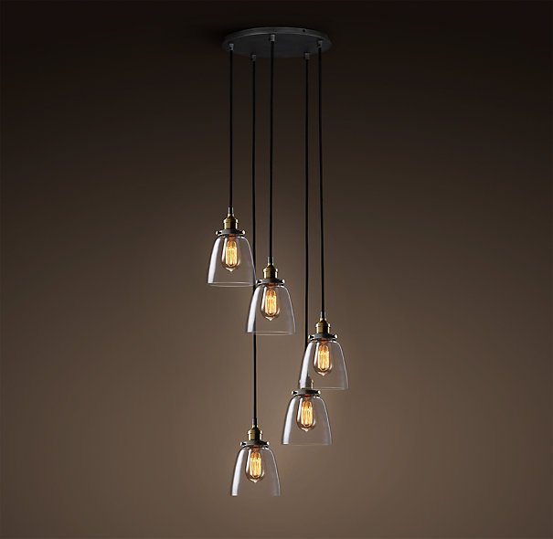 Подвесной светильник Loft Clear Glass Cloche 5 Черный в Орле | Loft Concept 
