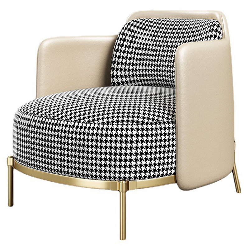 Кресло Pied de poule Cream Armchair Молочный Черно-белый Латунь Кресло Pied de poule Cream Armchair Молочный Черно-белый Латунь в Орле | Loft Concept