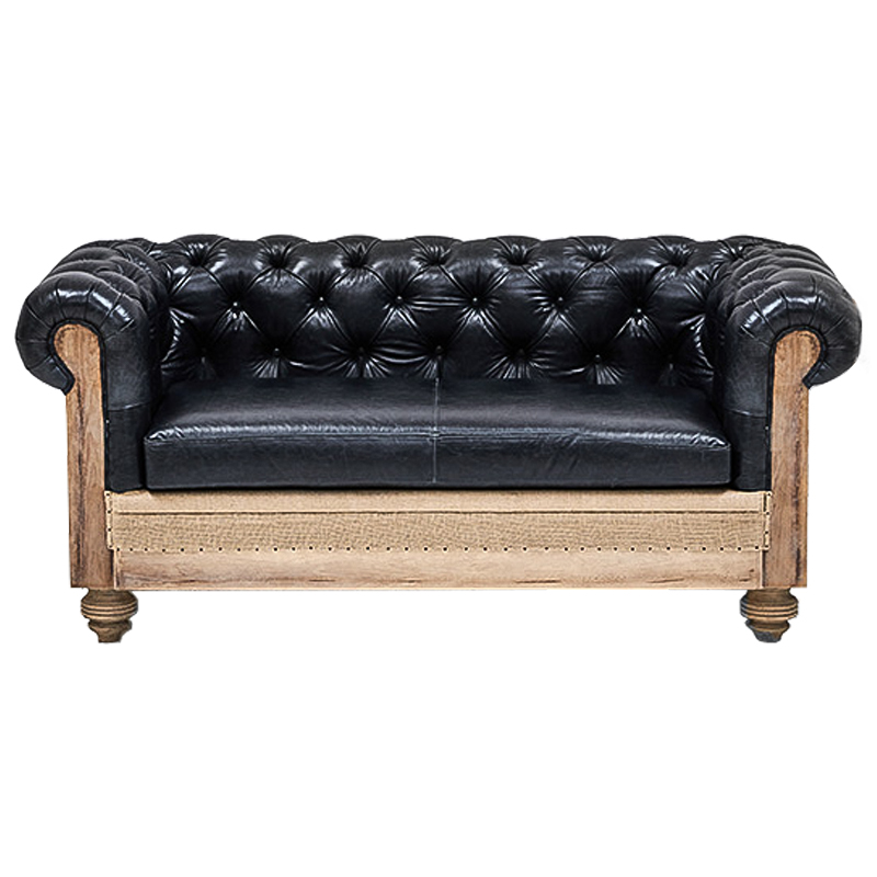 Диван Deconstructed Chesterfield Sofa double Black leather Черный Коричневый Диван Deconstructed Chesterfield Sofa double Black leather Черный Коричневый в Орле | Loft Concept