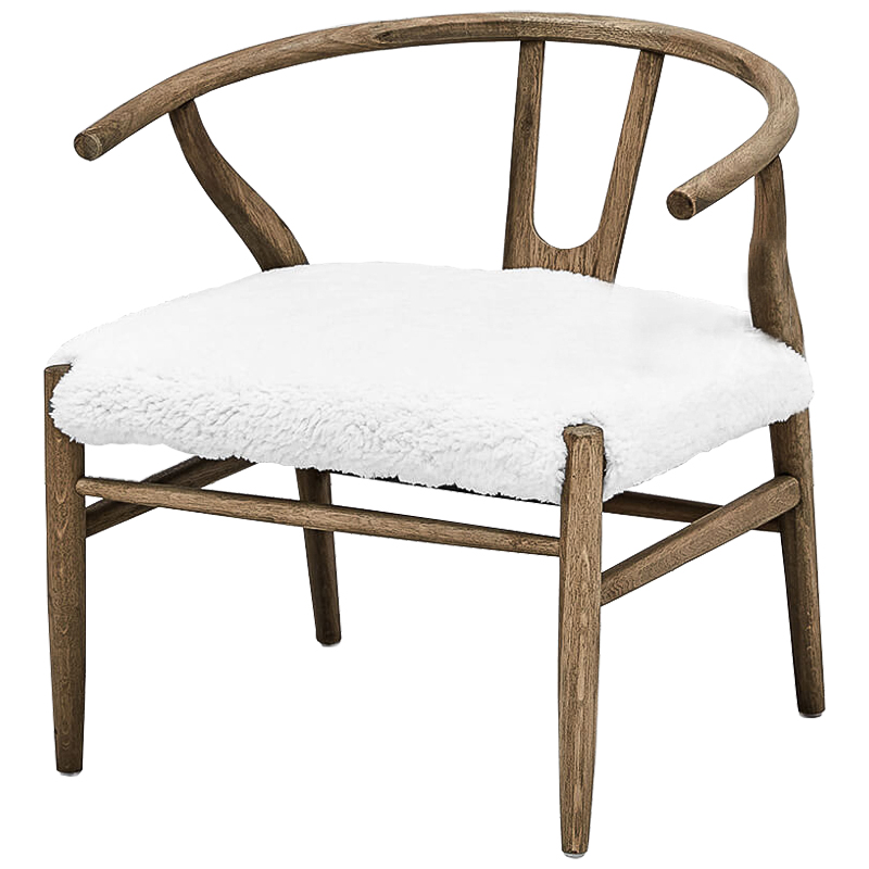 Стул Wishbone Faux Fur Stool Коричневый Белый Стул Wishbone Faux Fur Stool Коричневый Белый в Орле | Loft Concept