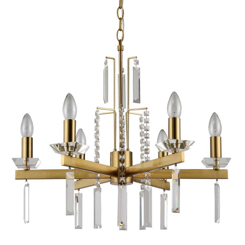 Люстра Vivien Crystal Brass Chandelier 6 Латунь Серый Люстра Vivien Crystal Brass Chandelier 6 Латунь Серый в Орле | Loft Concept