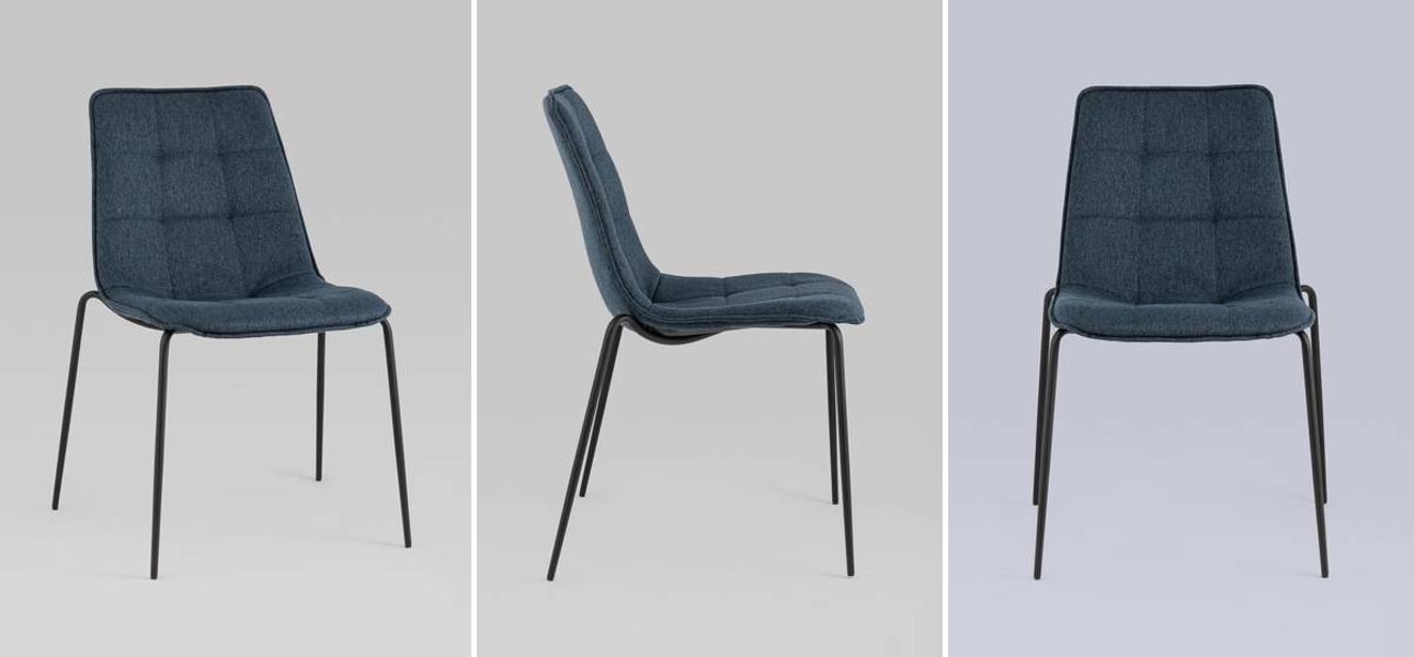 Стул Ненси Синий Цвет Ткань Рогожка - фото