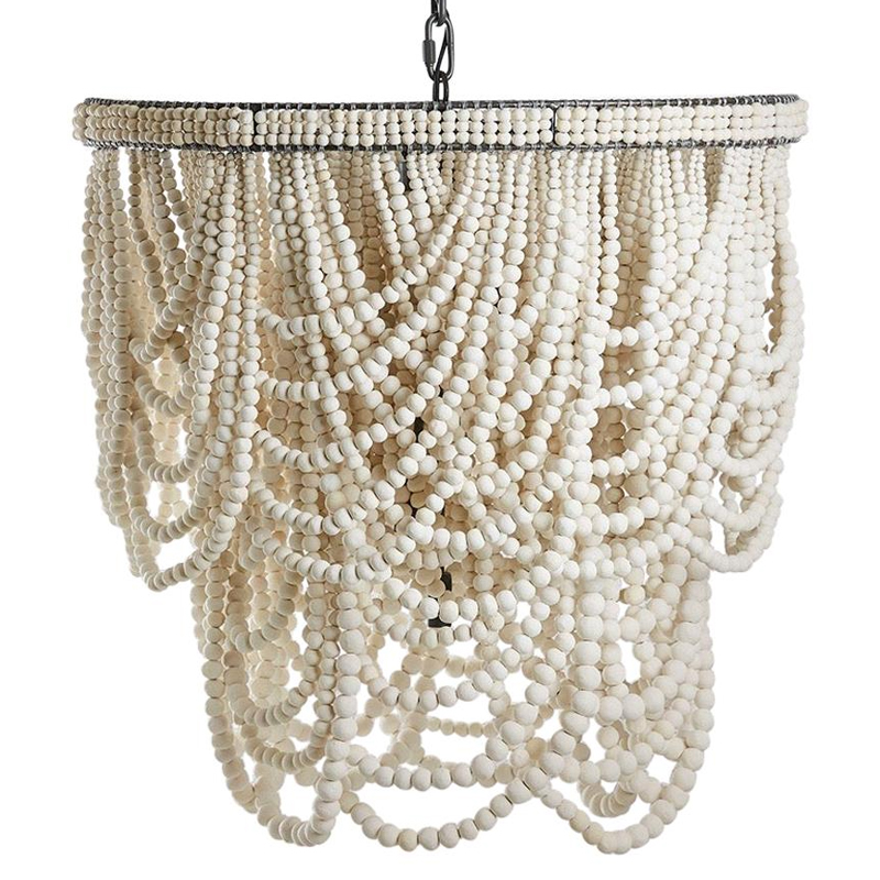 Двухъярусная люстра украшенная круглыми белыми бусинами Gradient Chandelier White Белый Темный хром Двухъярусная люстра украшенная круглыми белыми бусинами Gradient Chandelier White Белый Темный хром в Орле | Loft Concept