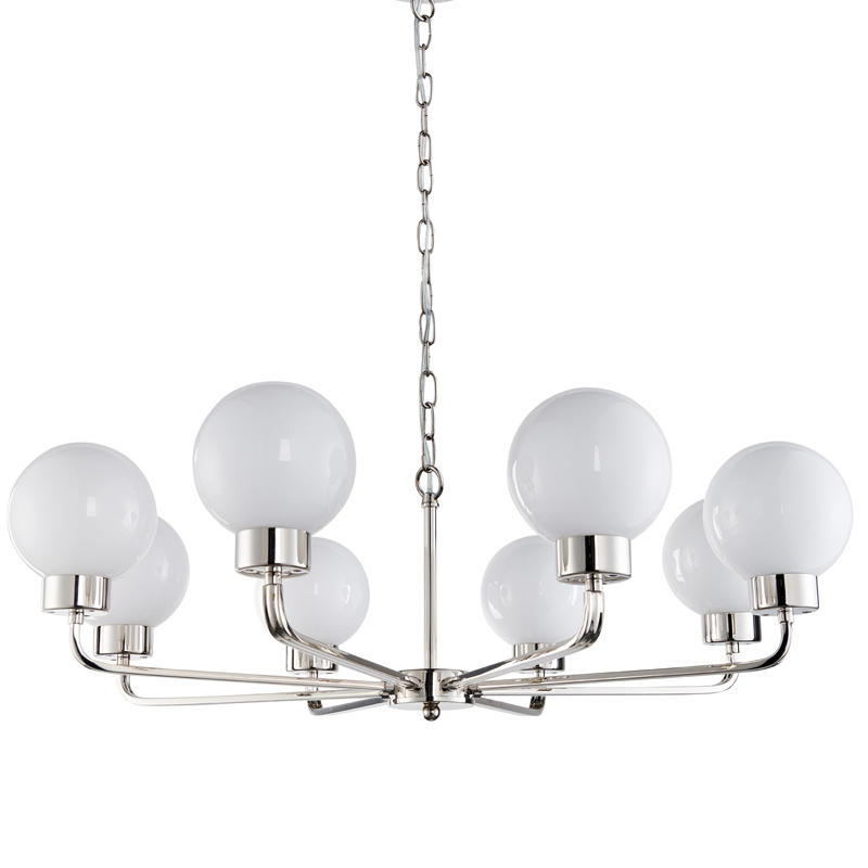 Люстра Zibille Chandelier Nickel Никель Белое матовое стекло Люстра Zibille Chandelier Nickel Никель Белое матовое стекло в Орле | Loft Concept