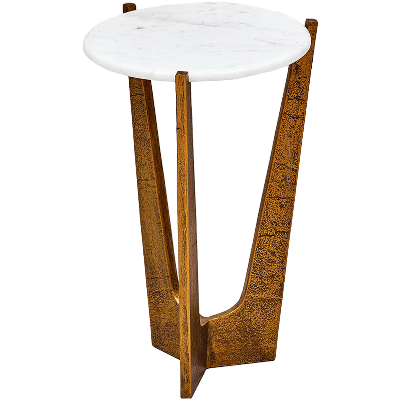 Приставной стол Anga Side Table Белый Винтажное Темное Золото Приставной стол Anga Side Table Белый Винтажное Темное Золото в Орле | Loft Concept