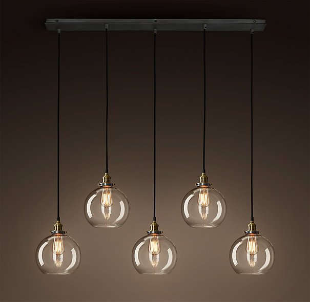 Подвесной светильник Loft Clear Glass Sphere Cloche 5 Черный в Орле | Loft Concept 