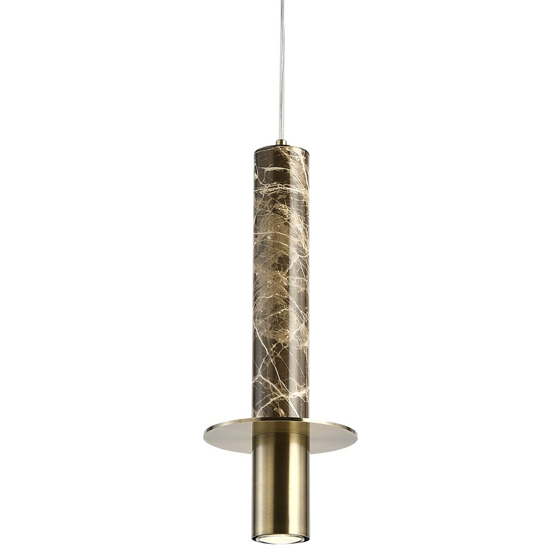 Подвесной светильник с декором под коричневый мрамор Shaw Marble Brass Латунь Коричневый Подвесной светильник с декором под коричневый мрамор Shaw Marble Brass Латунь Коричневый в Орле | Loft Concept
