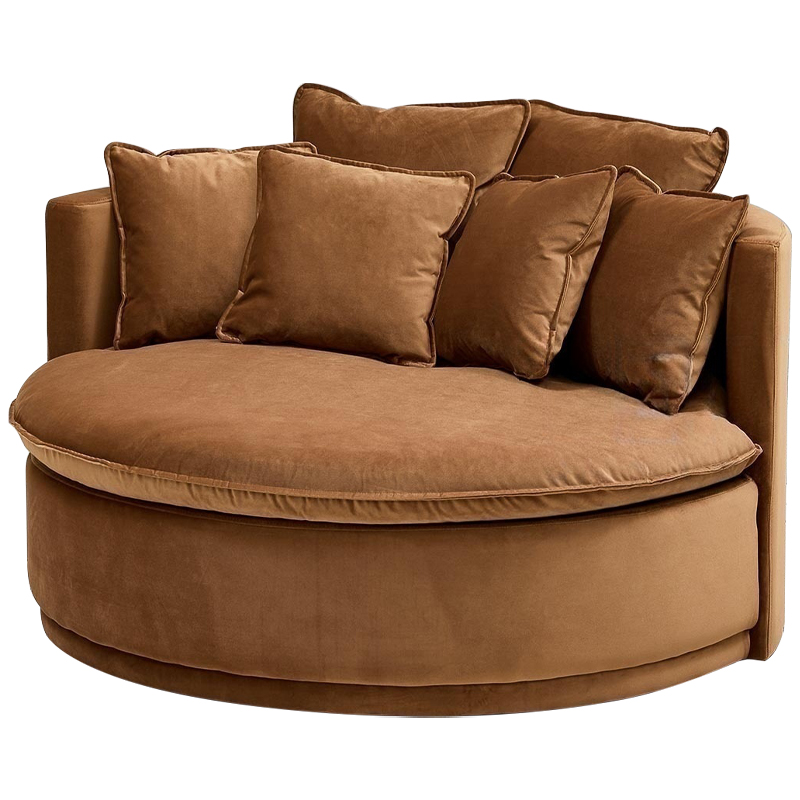 Кушетка круглая с обивкой из велюра коричневая Milky Brown Chair Коричневый Кушетка круглая с обивкой из велюра коричневая Milky Brown Chair Коричневый в Орле | Loft Concept