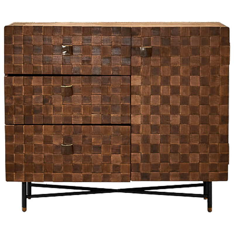 Комод в стиле Лофт Cells Wood Commode Коричневый Черный в Орле | Loft Concept 