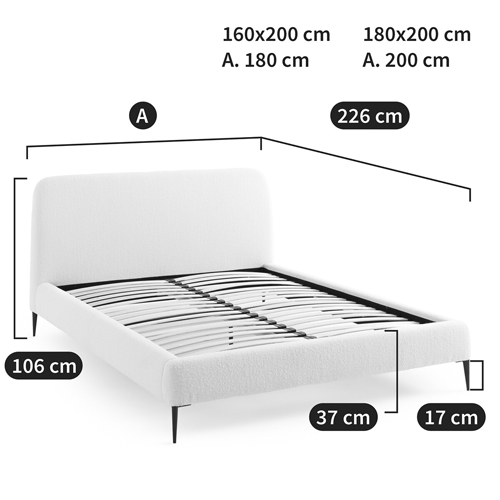 Кровать с обивкой букле Wanda Boucle Bed в Орле