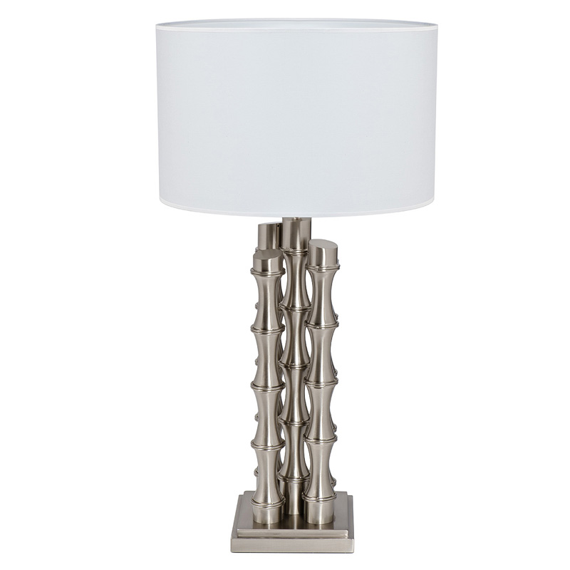 Настольная лампа с Белым Абажуром Damian Nickel Table Lamp Никель Сатин Белый Настольная лампа с Белым Абажуром Damian Nickel Table Lamp Никель Сатин Белый в Орле | Loft Concept