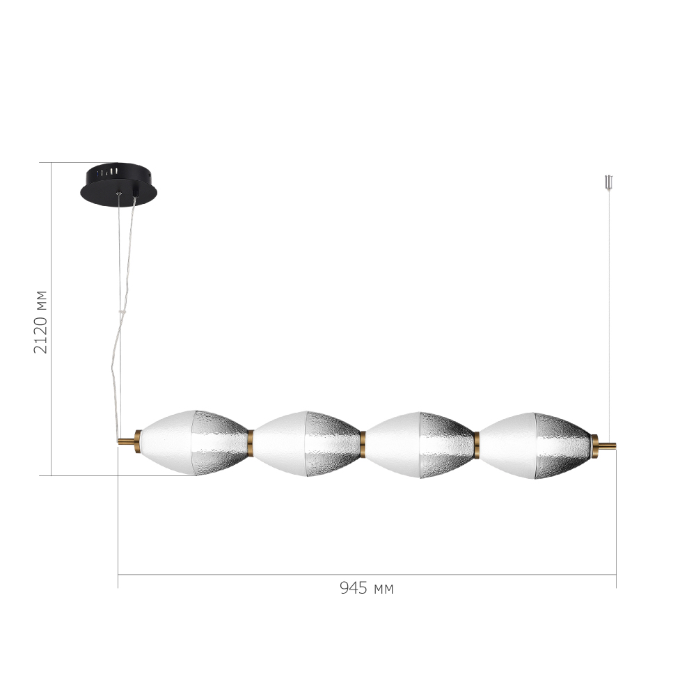 Подвесной светильник линейный в сочетании двух разных фактур стекла Enchanting в Орле
