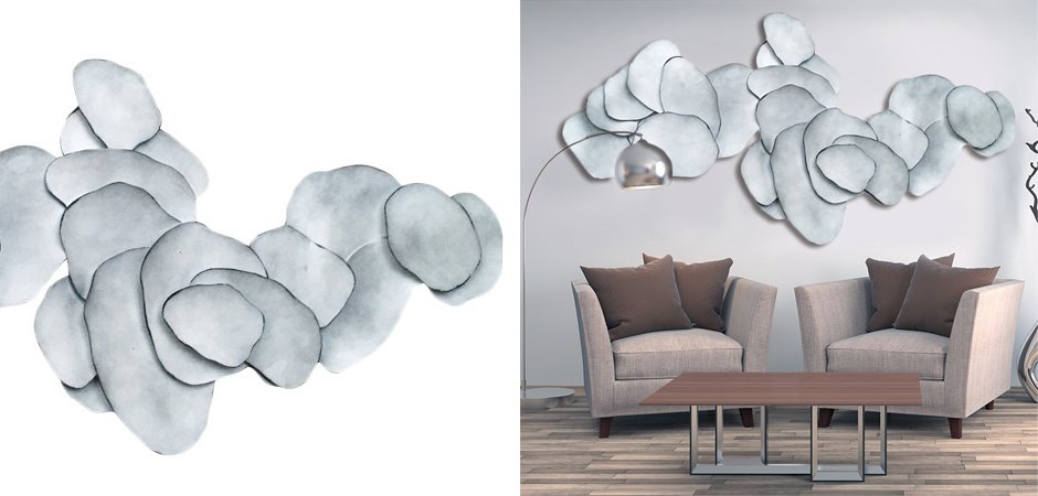 Арт-объект на стену Silver Blue Flakes Арт-объект на стену Silver Blue Flakes - Loft-Concept в Орле