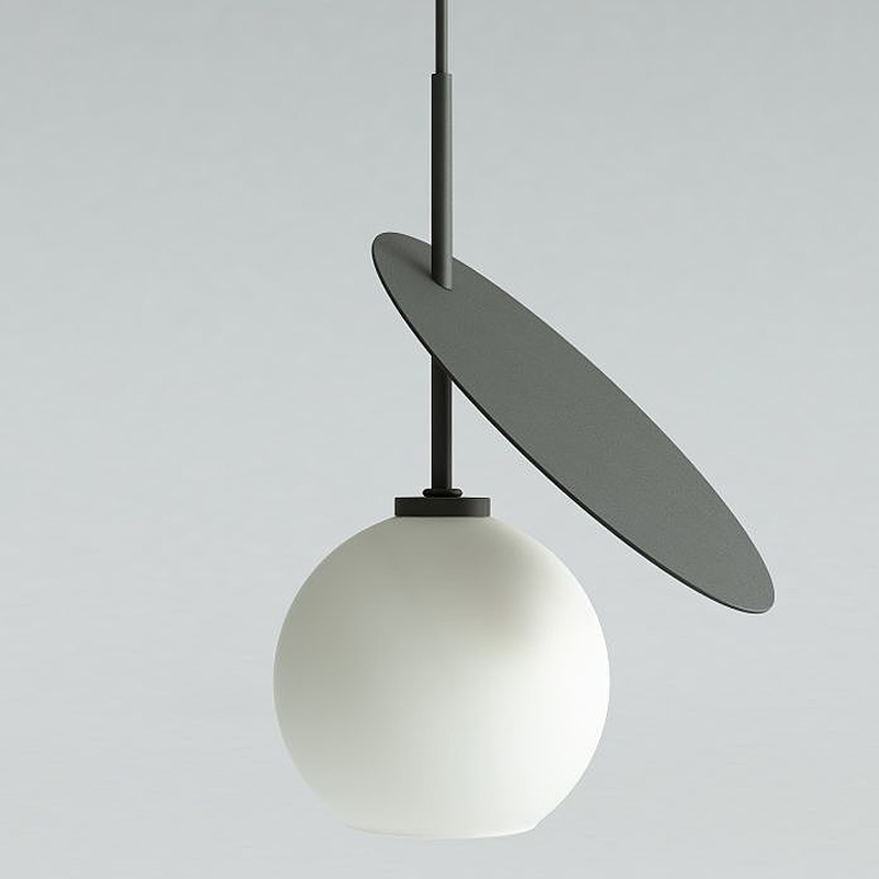 Подвесной светильник Cherry Pendant One Black Белое матовое стекло Черный Подвесной светильник Cherry Pendant One Black Белое матовое стекло Черный в Орле | Loft Concept