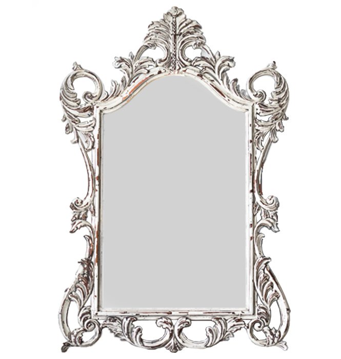 Зеркало Baroque ornament mirror Белый винтажная патина Зеркало Baroque ornament mirror Белый винтажная патина в Орле | Loft Concept