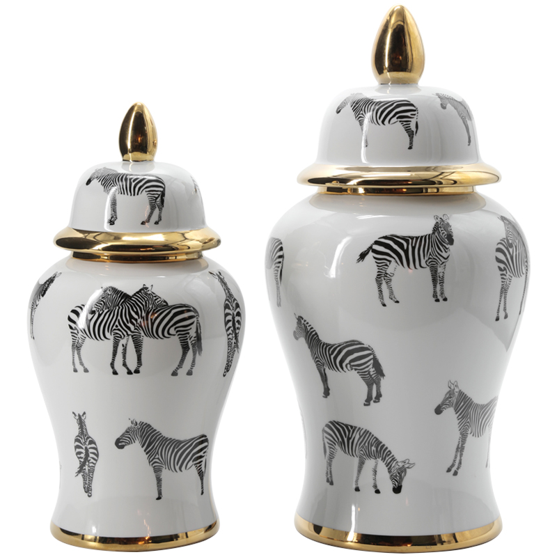 Ваза White Vase Zebra Черный Белый Золотой Ваза White Vase Zebra Черный Белый Золотой в Орле | Loft Concept