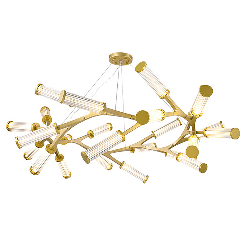 Люстра Cylinder Branches Chandelier Ring Gold Золотой Прозрачный Люстра Cylinder Branches Chandelier Ring Gold Золотой Прозрачный в Орле | Loft Concept