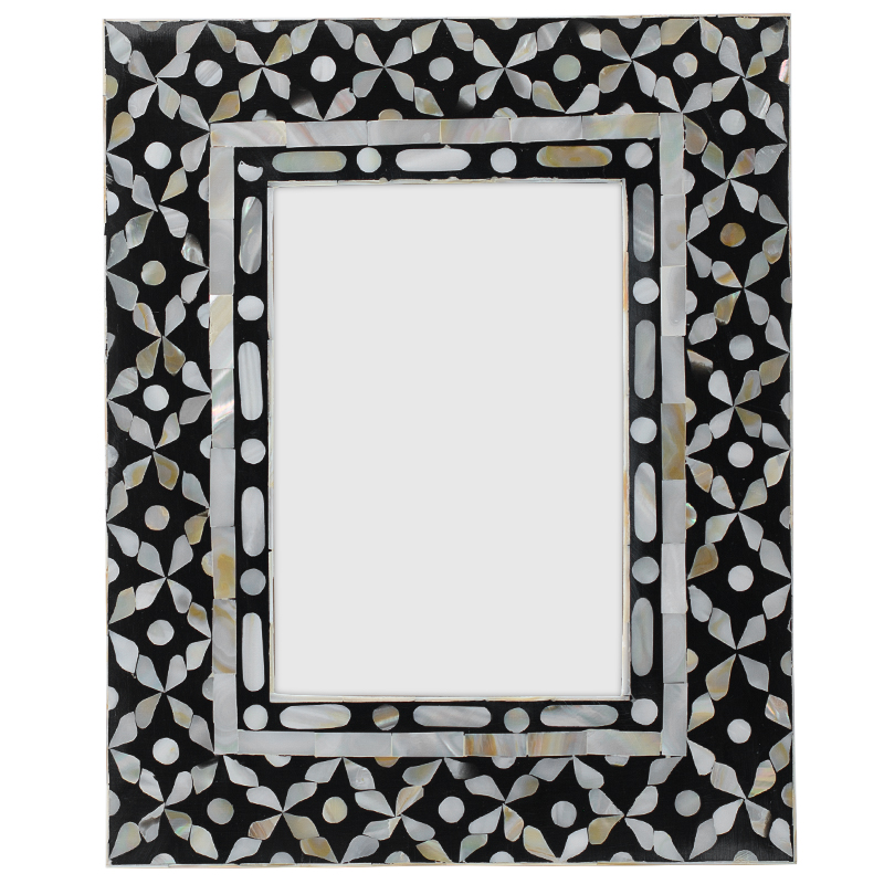 Рама для фото Bone Inlay Pearl Black M Черно-белый Перламутровый Рама для фото Bone Inlay Pearl Black M Черно-белый Перламутровый в Орле | Loft Concept