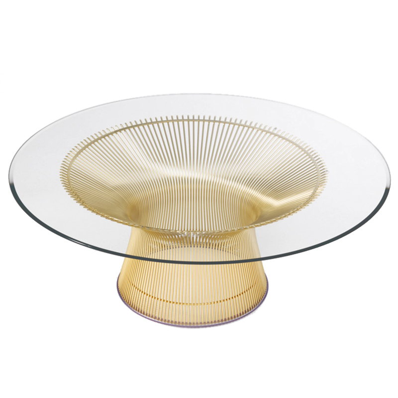 Стол Platner Coffee Gold Глянцевое золото Прозрачное Стекло Стол Platner Coffee Gold Глянцевое золото Прозрачное Стекло в Орле | Loft Concept