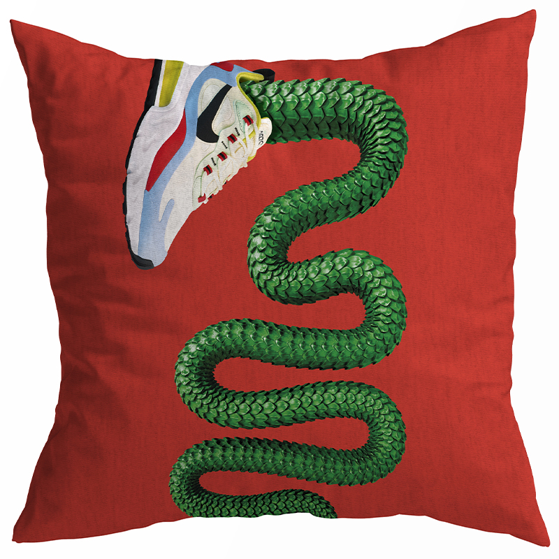 Декоративная подушка Seletti Cushion Sneaker Snake Красный Зеленый Декоративная подушка Seletti Cushion Sneaker Snake Красный Зеленый в Орле | Loft Concept