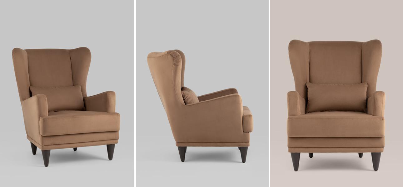 Кресло Bente велюр цвет капучино - фото