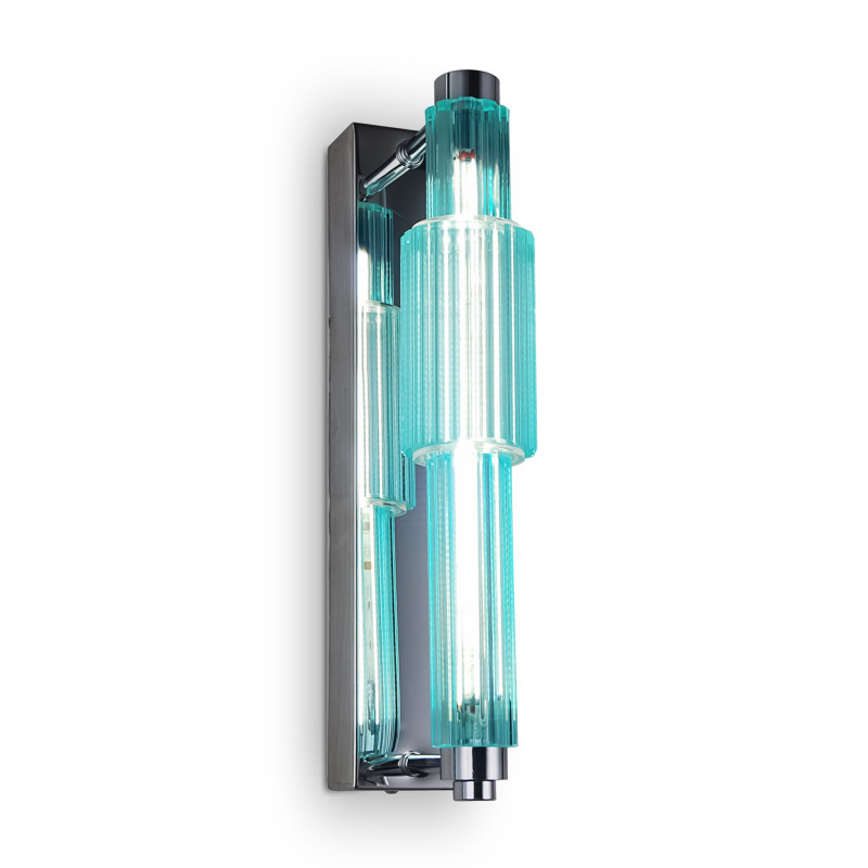 Бра с вертикальным узким плафоном Fuse Crystal Blue Хром Синий Бра с вертикальным узким плафоном Fuse Crystal Blue Хром Синий в Орле | Loft Concept