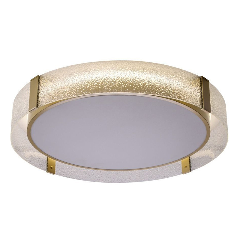 Потолочный светильник круглой формы из стали и стекла Round Glass Brass Латунь Потолочный светильник круглой формы из стали и стекла Round Glass Brass Латунь в Орле | Loft Concept
