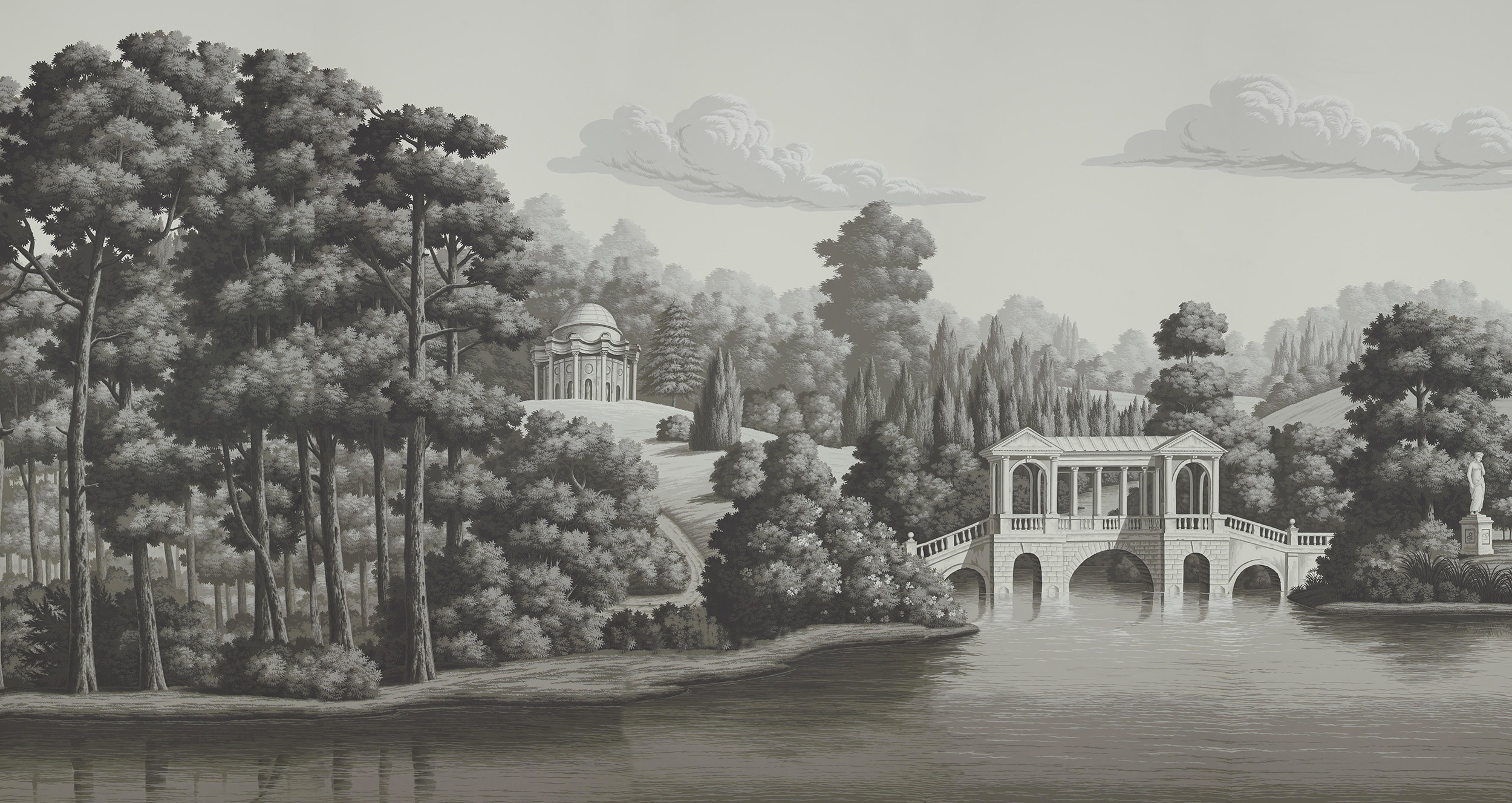Обои ручная роспись English Landscape Eau Forte on scenic paper Обои ручная роспись English Landscape Eau Forte on scenic paper - постер Loft-Concept в Орле