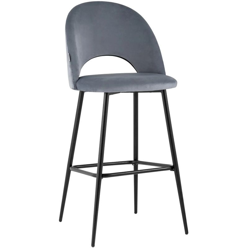 Барный Стул CLIFF Chair Серый Велюр Серый Черный Барный Стул CLIFF Chair Серый Велюр Серый Черный в Орле | Loft Concept