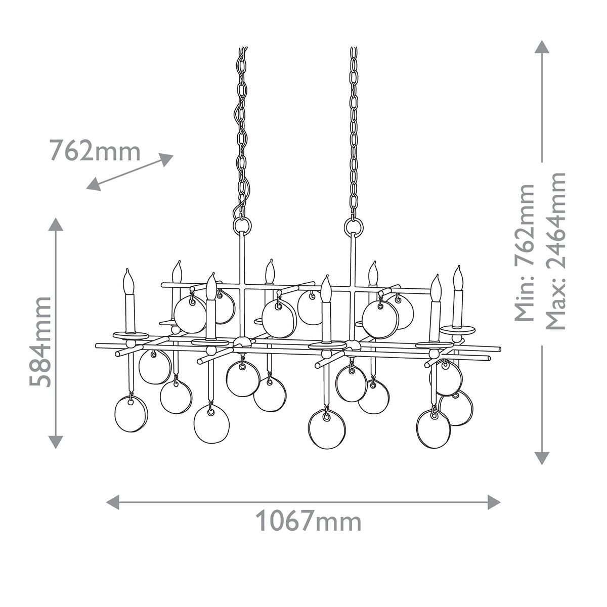 Люстра подвесная с 8-ю лампами и стеклянными круглыми подвесками Currey & Company в Орле