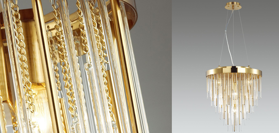 Люстра Luxury Gold & Glass Stripes Люстра Luxury Gold & Glass Stripes - Loft-Concept в Орле