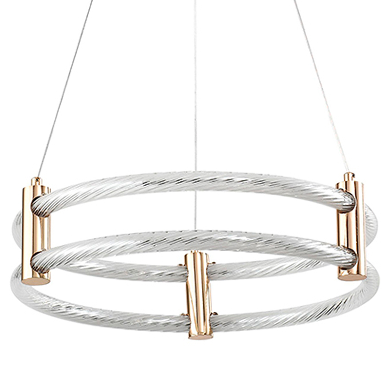 Люстра подвесная светодиодная с 2-мя плафонами в форме колец Lighting Rings Gold  Золотой Белый в Орле | Loft Concept 
