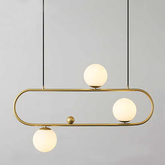 Люстра Horizontal Balls Balance Brass 3 Латунь Белый в Орле | Loft Concept 
