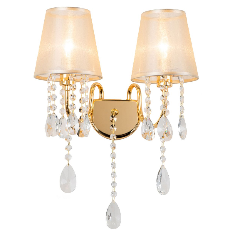 Двойное бра золотого цвета с хрустальным декором Dainty Light Золотой Янтарный Двойное бра золотого цвета с хрустальным декором Dainty Light Золотой Янтарный в Орле | Loft Concept