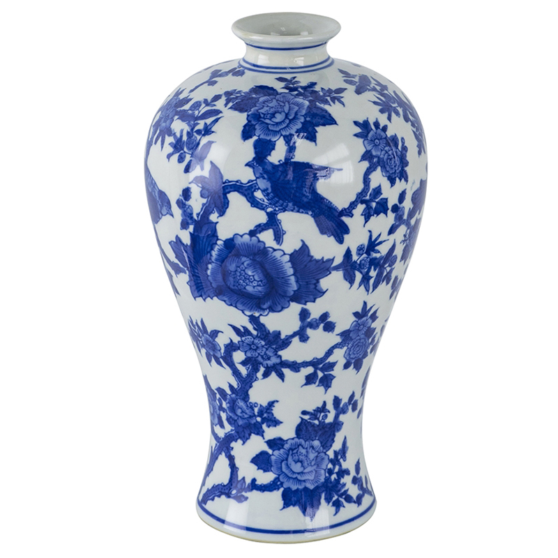 Ваза Bird in Flowers Vase Синий Белый Ваза Bird in Flowers Vase Синий Белый в Орле | Loft Concept