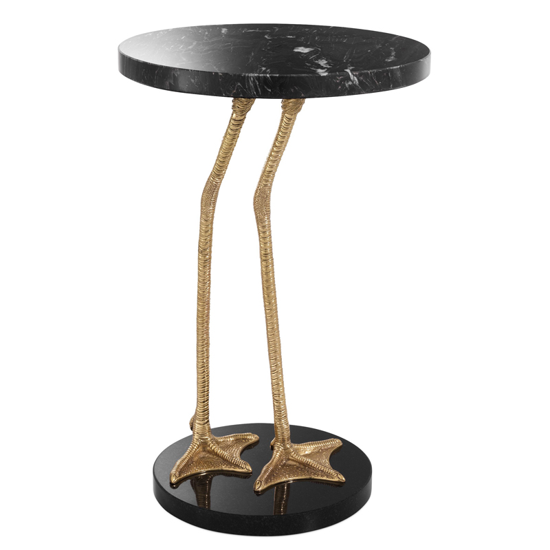 Приставной стол Eichholtz Side Table Lagoon Латунь Черный Мрамор Nero Черный в Орле | Loft Concept 