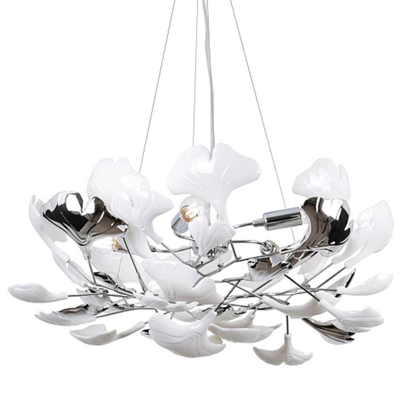 Люстра Wintery flover Chrome с Белыми декоративными плафонами Хром Белый Люстра Wintery flover Chrome с Белыми декоративными плафонами Хром Белый в Орле | Loft Concept